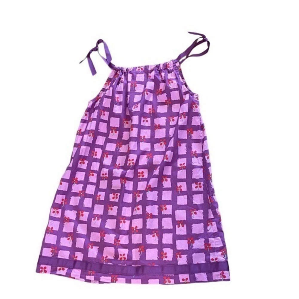 Hanna Andersson Size 8 Purple Ribbon Dress 130cm Sundress Summer Floral - Picture 4 of 4